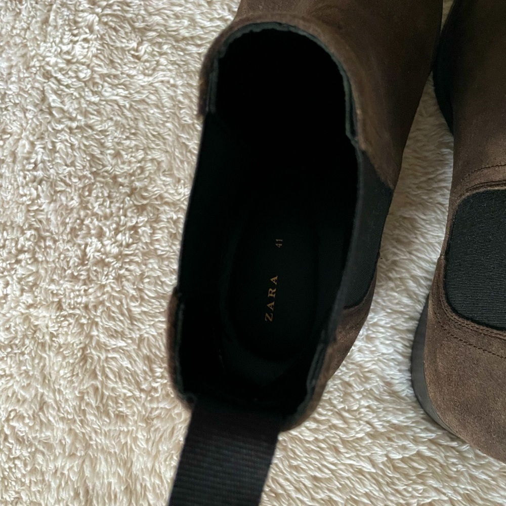 Zara Chelsea Suede Brown Boots For Men Size 41 - Picture 5 of 8